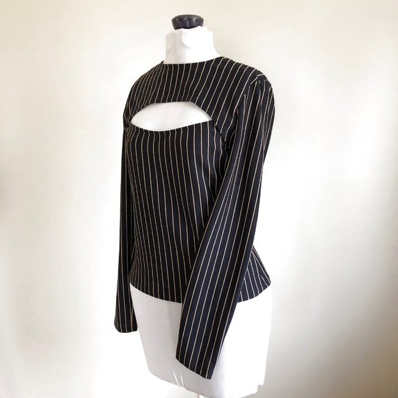 Zara Navy/Gold Striped Long Sleeve Shirt  8M - Picture 3 of 7